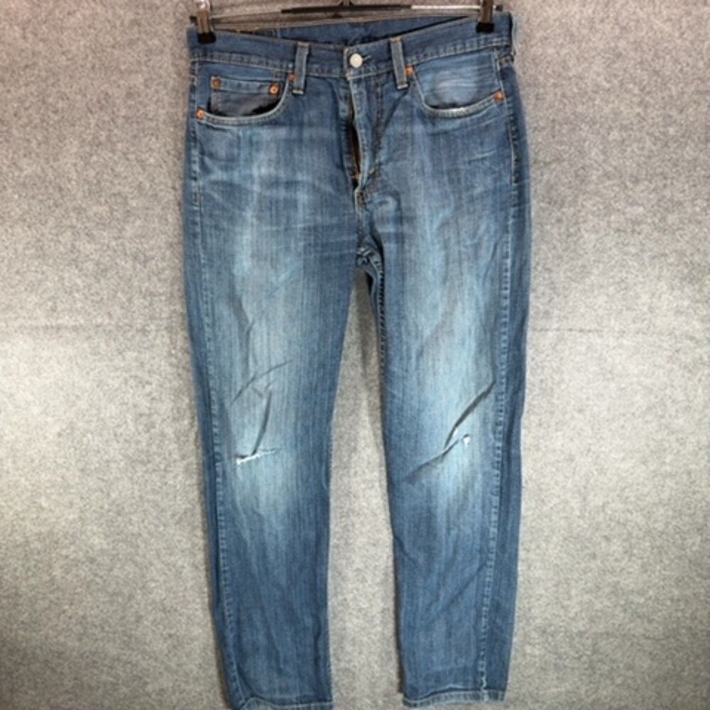 Levi's Distressed Straight Leg Jeans 32x32 - Faded Wash w/ Knee Wear